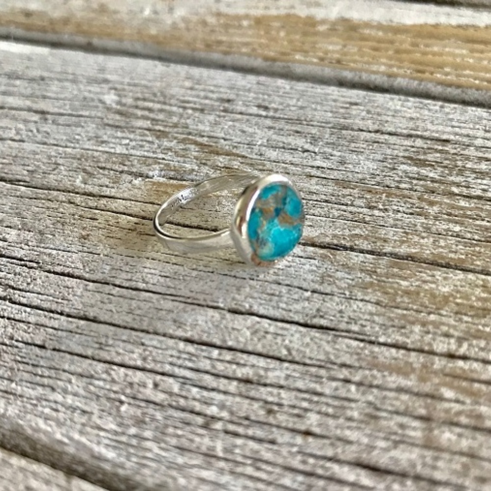 Boho Faceted Quartz over Turquoise Stackable Ring - Picture 4 of 6